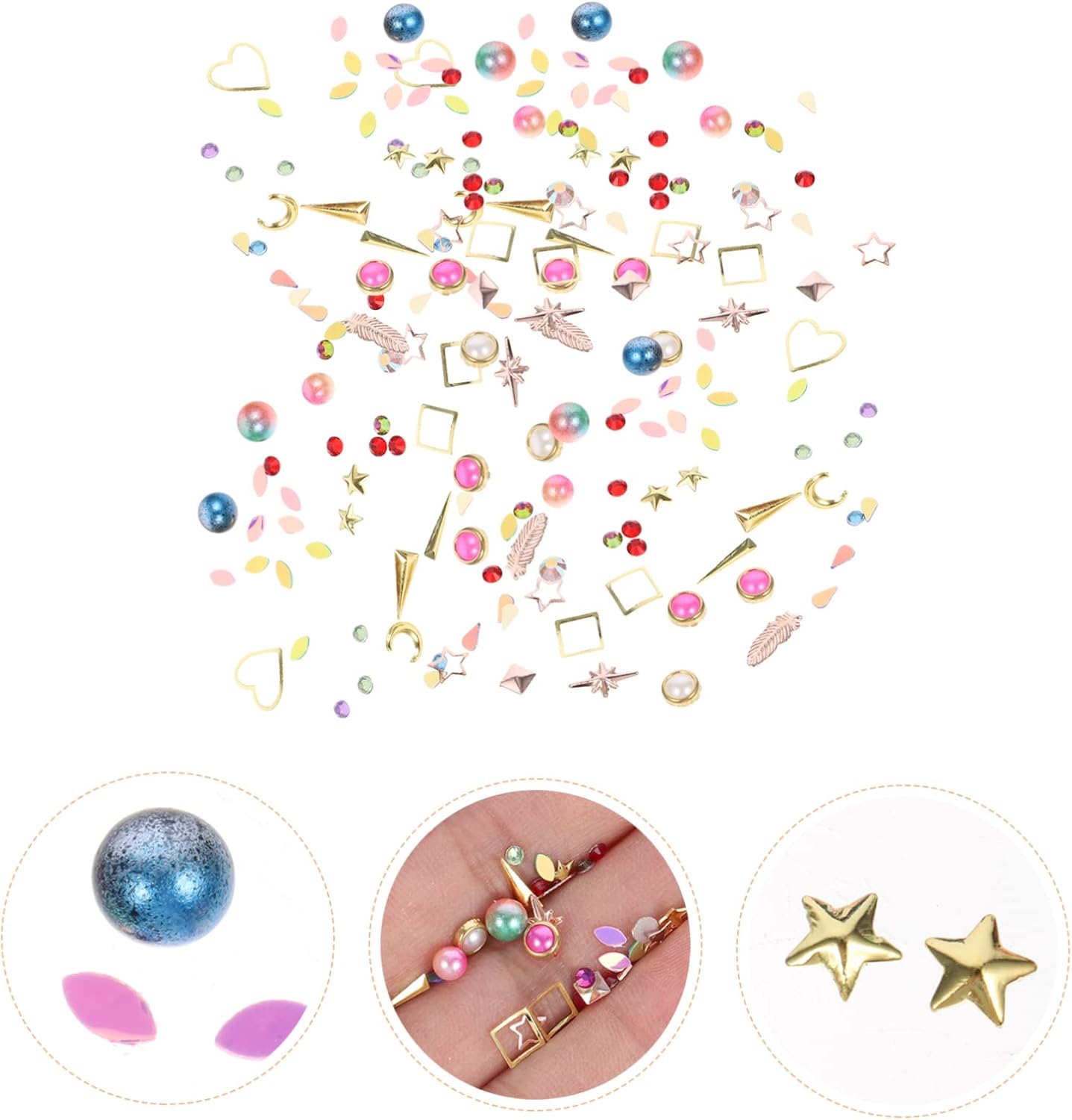 Nail Art Supplies Kit 9 Boxes of Pearl Rhinestones and Gems for Nail Decorations Suitable for Professionals and Beginners