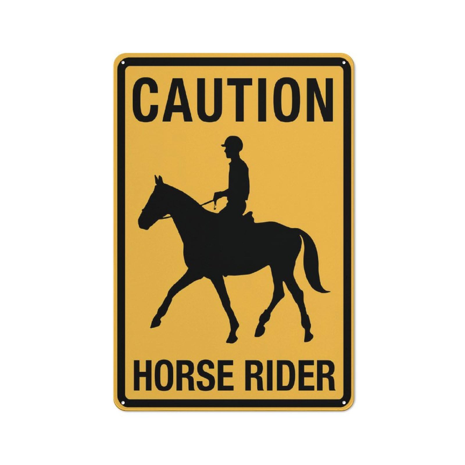 Caution Horse Rider Sign Warning Tin Sign Home Kitchen Farm Garden Garage Wall Decor 12X8Inch