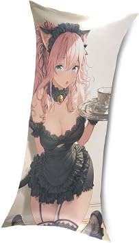 Cat Girl Maid Anime Satin Body Pillow case 20"x40" Anime Body Pillow Cover King Size Dakimakura Cover