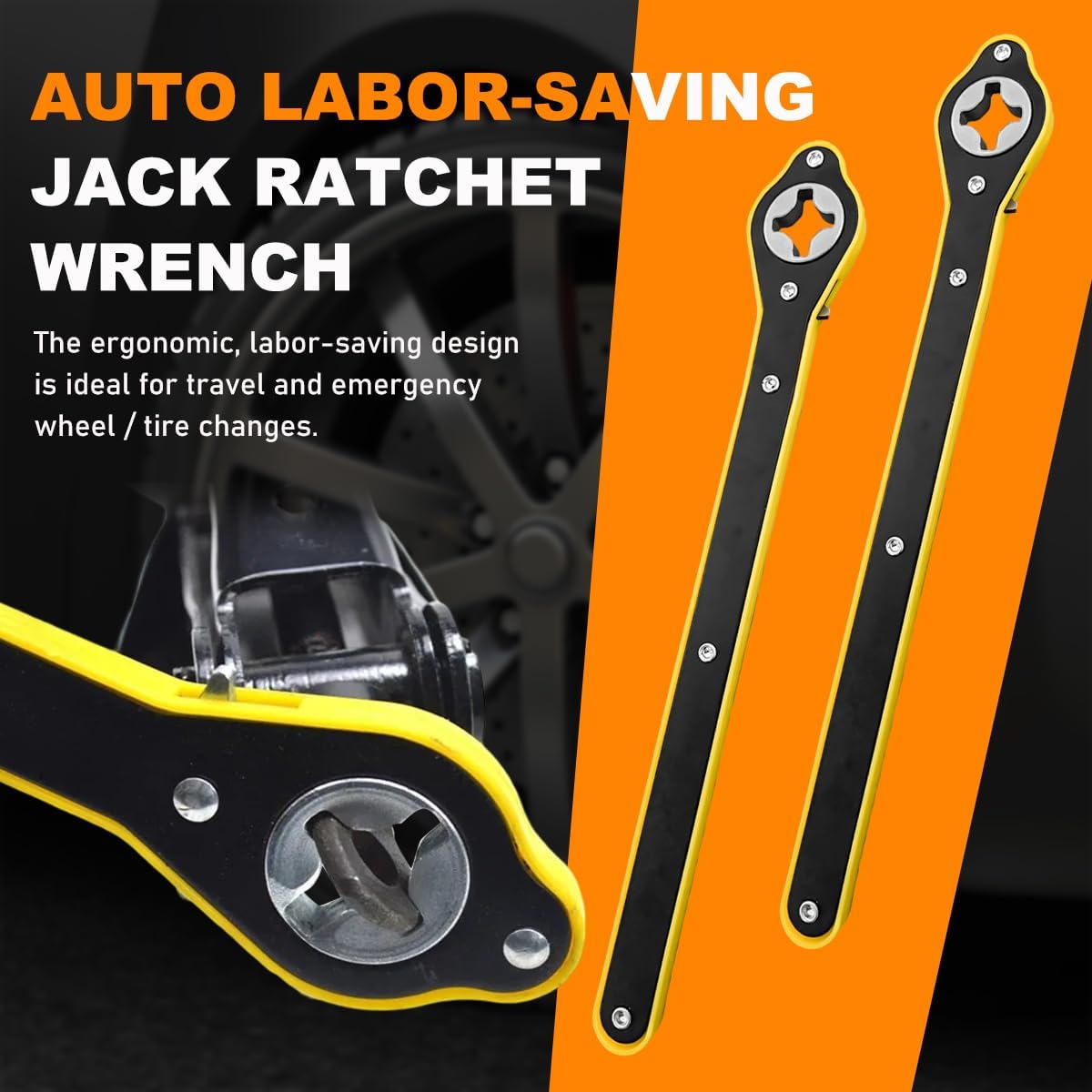 povtii Car Jack Ratchet Wrench, 360 Degree Swivel Tire Wheel Jack Ratchet Wrench, Tire Wheel Jack Lift Speed Handle Tool Suitable for Vehicle SUV Truck, Universal Car Accessories
