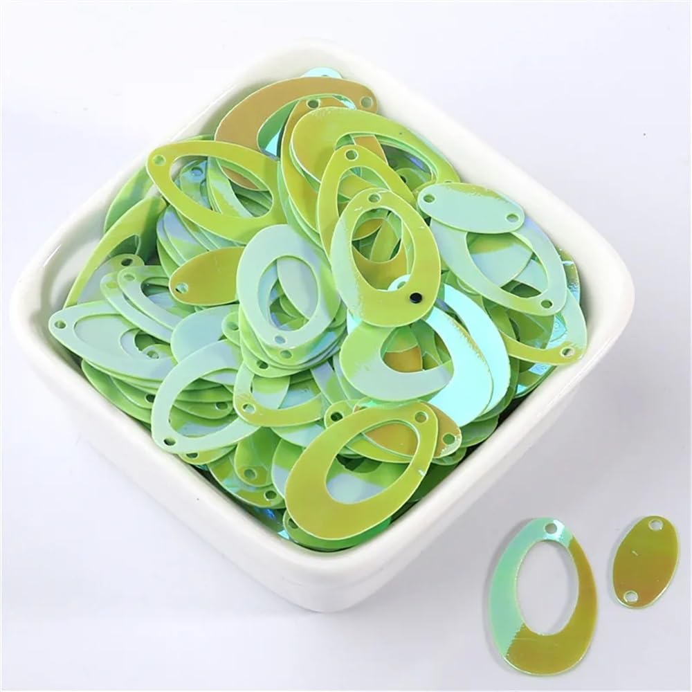 Brokat do szycia, 500 sztuk złote podwójne owalne kolczyki duże luźne pasujące do akcesoriów ślubnych do szycia DIY (Ab Light Green)