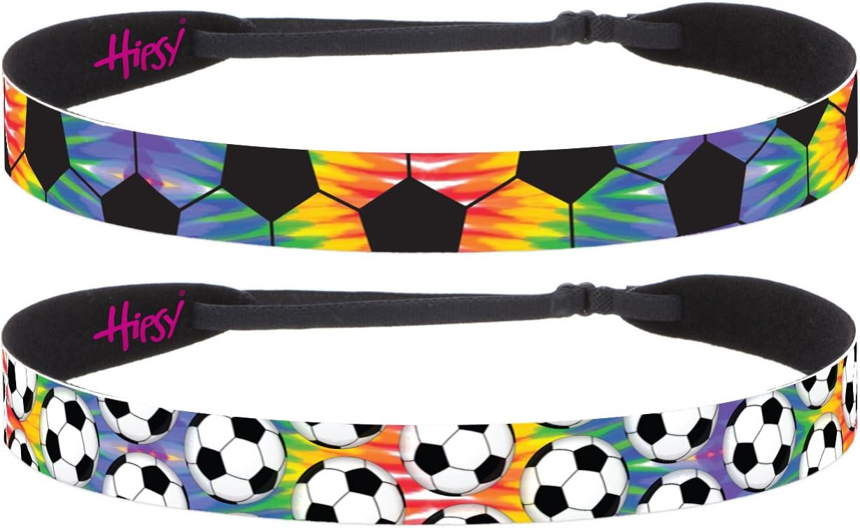 Hipsy Women's Adjustable NO Slip Tie Dye Soccer Headbands