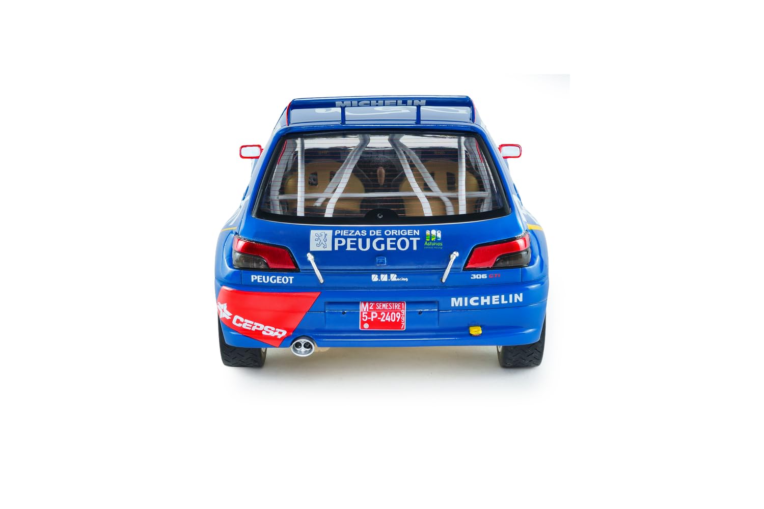 Solido Peugeot 306 Maxi #2 Rally De Avilés 1997 – Diecast Rallye Voiture de Course, J.Ascona J.Billmaier Voiture de Course Miniature de Sport Automobile détaillée Bleu 1:18
