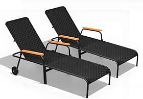 Kit 2 Espreguiçadeiras Piscina Reclinável AcquaFlex Preto/Preto