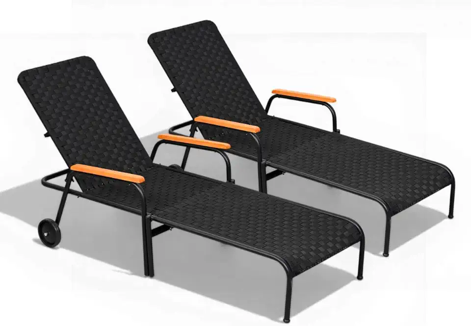 Kit 2 Espreguiçadeiras Piscina Reclinável AcquaFlex Preto/Preto