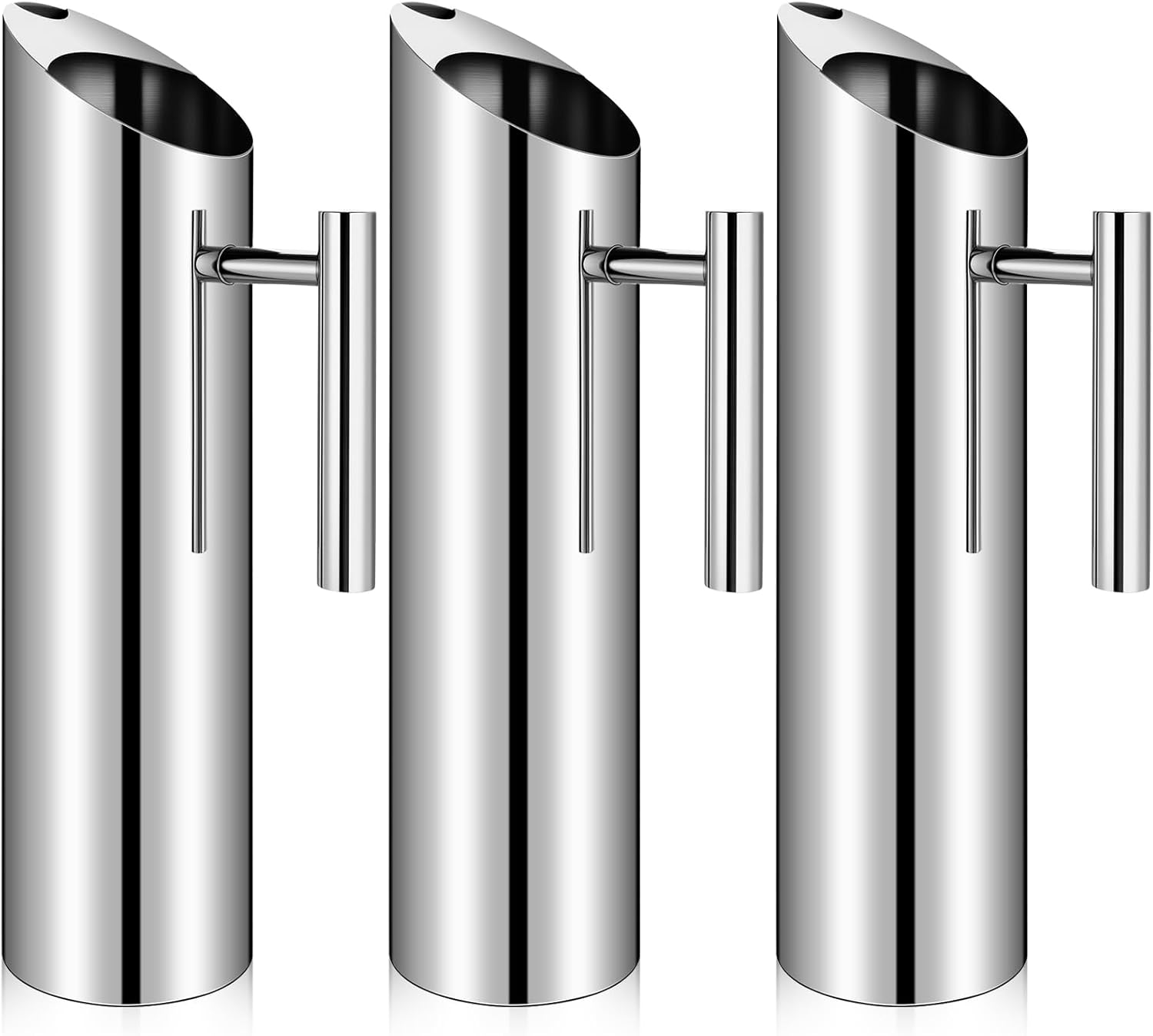 3 Pack Stainless Steel Water Pitcher 70oz Modern Metal Pitcher with Ice Guard Silver Carafe Drink with Handle or Iced Hot Drink Tea Juice Coffee Beer