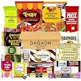 Dagaon Asian Snack Box – 22 Count Variety Pack. Treats from Korea, Japan, China, Philippine, Taiwan, Vietnam. Assortment of chips, ramen, biscuits, cookies, pies, crackers, candies, and other Asian snacks.