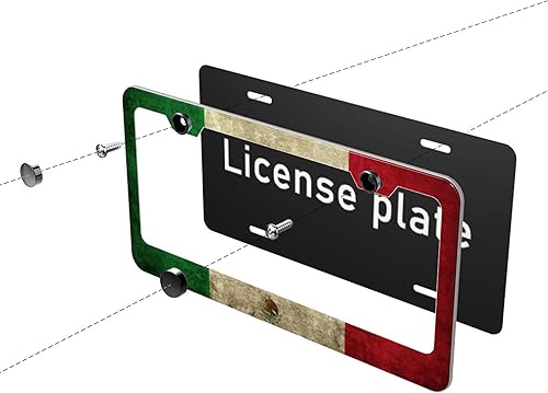 Miniatura 4 de Marco de matrícula con bandera mexicana vintage para mujeres y hombres, 2 piezas, cubierta de aluminio personalizada para placa de automóvil,
