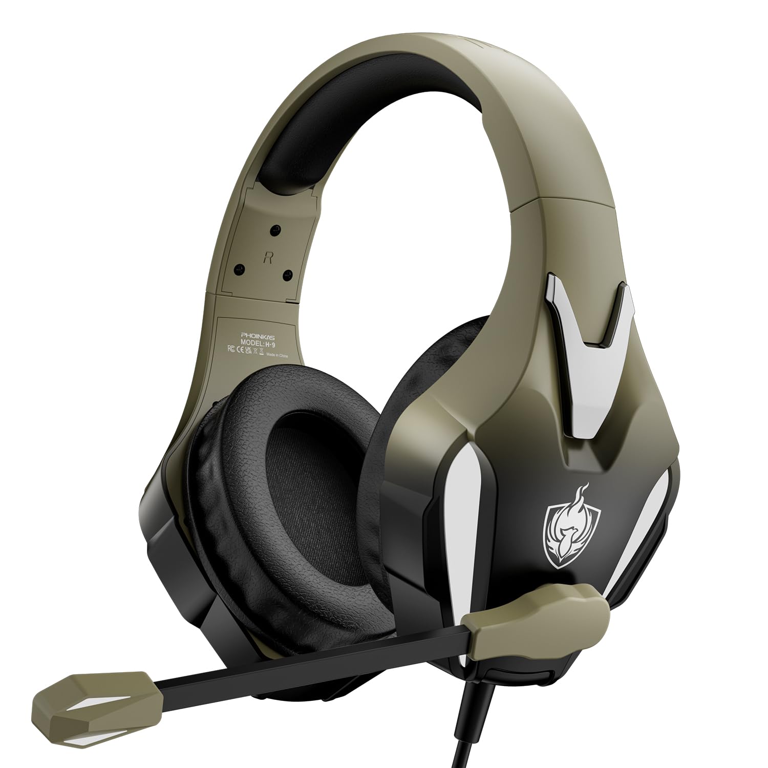 PHOINIKAS PS4 Gaming Headset for PC, PS5, Xbox Headset with 7.1 Stereo Sound, Over Ear Gaming Headphones for Switch, Mobile PS4 with Noise Cancelling Mic, LED Light (Dazzle Gold)