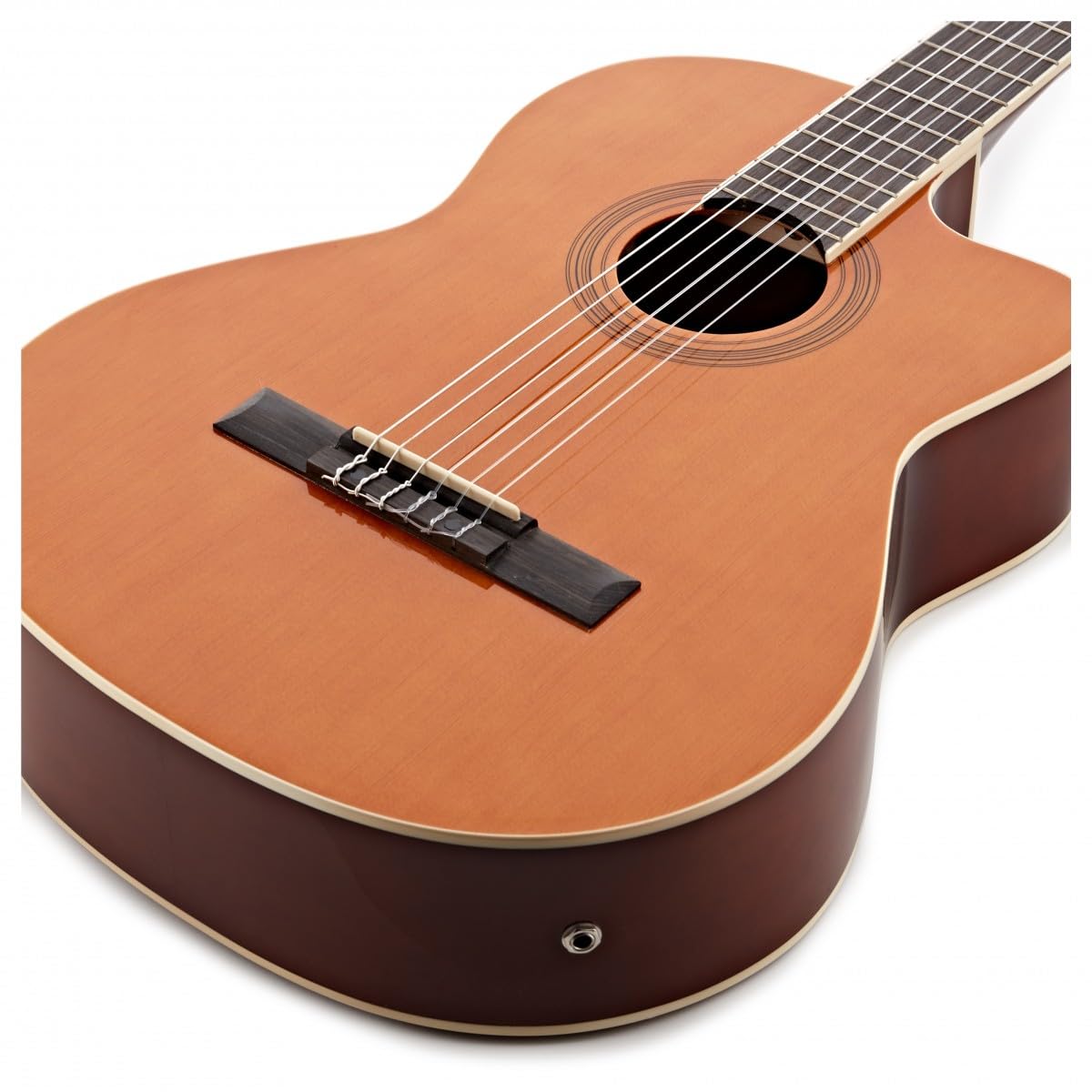 Chitarra classica Deluxe Cutaway Singolo di Gear4music, Naturale | Cutaway Singolo per Accesso ai Tasti Alti, Corpo Abete e Tiglio dal Tono Ricco e Deciso, Corde di Nylon Morbide, Naturale