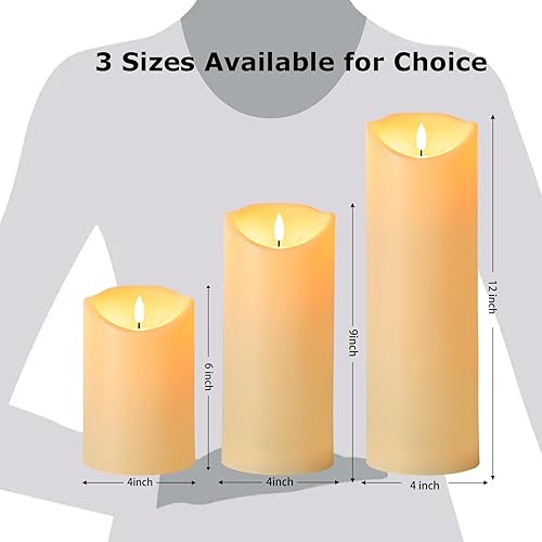 Miniatura 2 de Velas parpadeantes sin llama de 9 x 4 pulgadas con control remoto, velas temporizadoras que funcionan con pilas, velas LED para linternas al aire