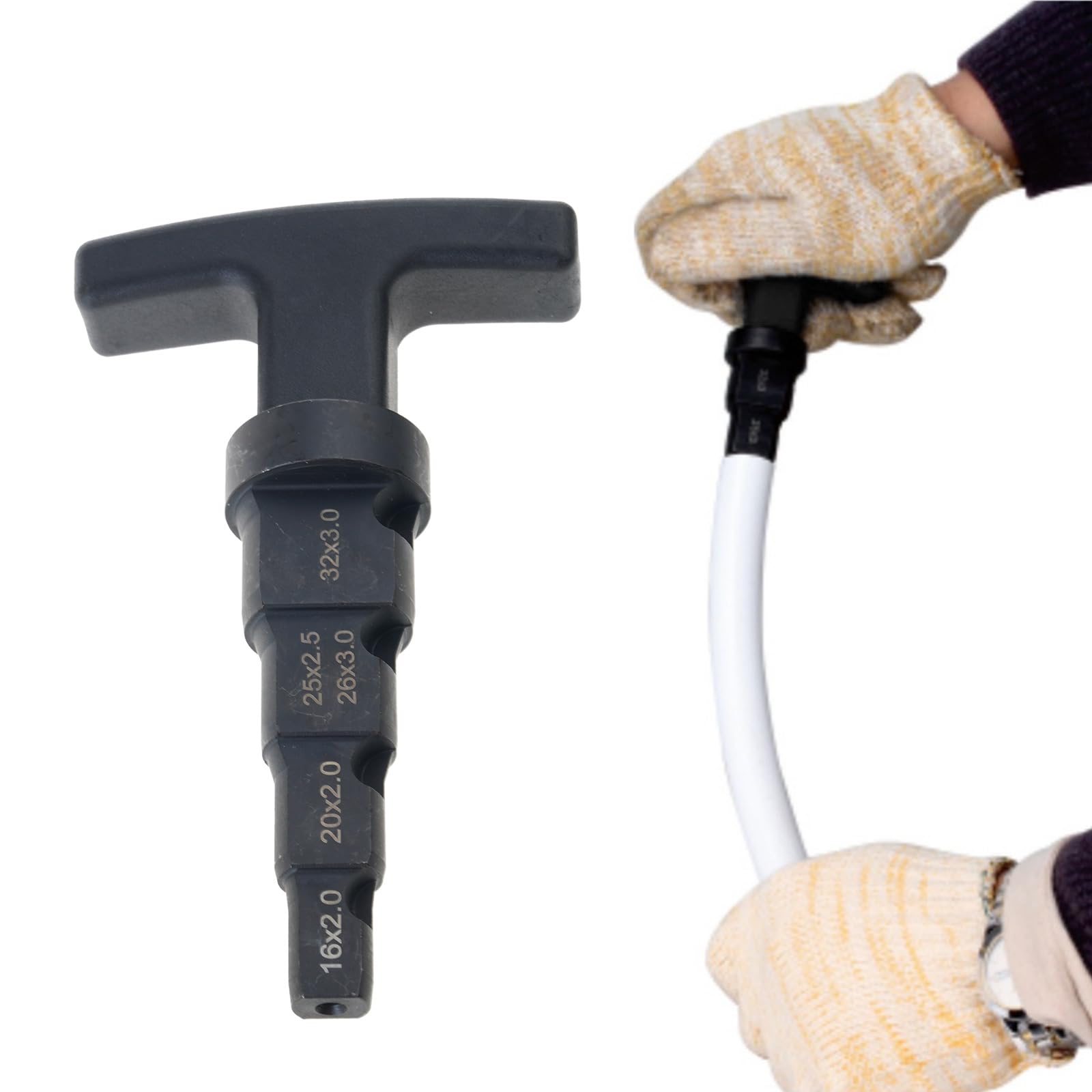 Strumento di sbavatura per tubi interni, cricchetto multistrato 4 in 1 con alesatore di calibrazione rotante per metallo da 16-32 mm, svasatore professionale per sanitari