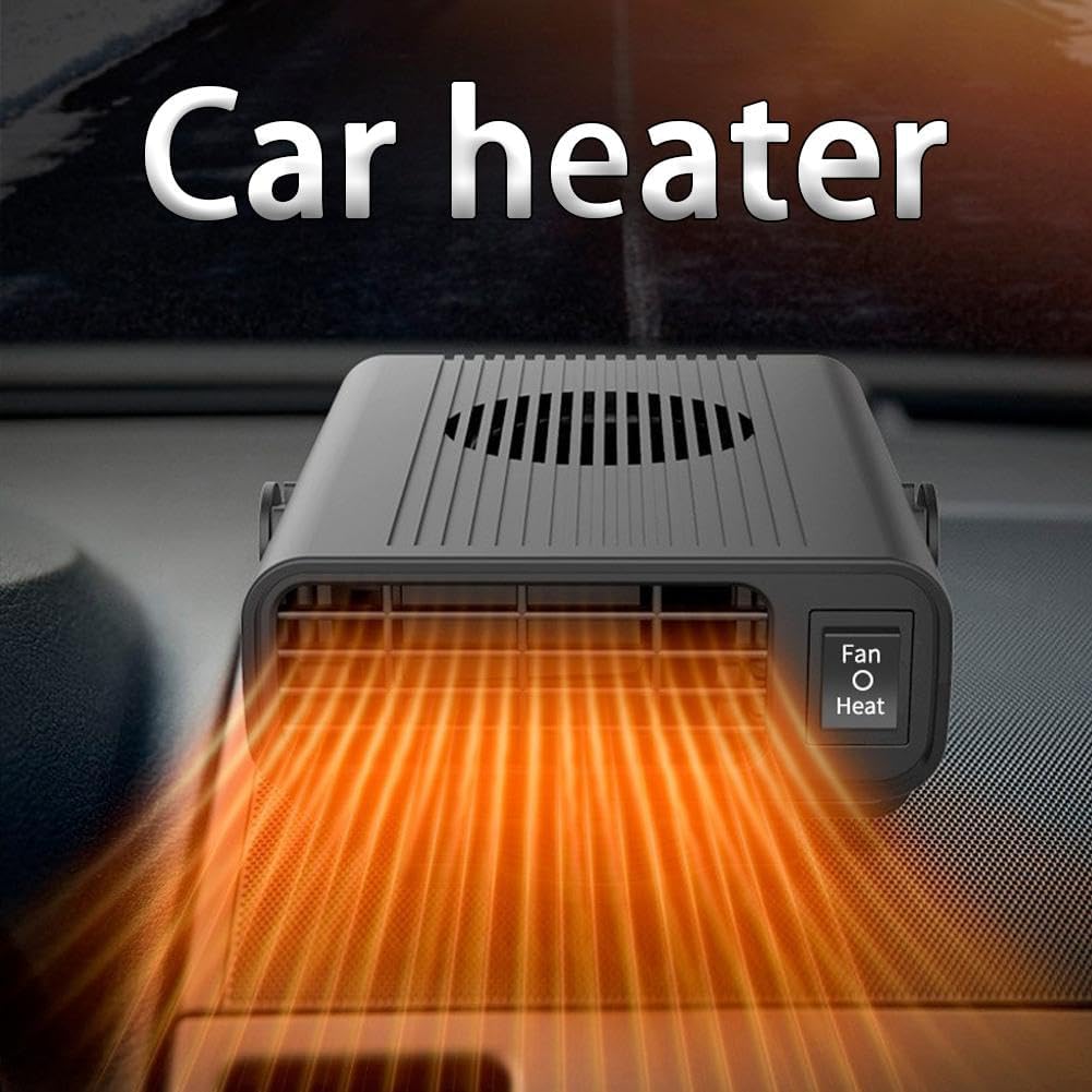 Portable 12V Car Heater & Defroster,500W Fast Heating & Cooling Fan,360° Rotation Defroster Defogger for Car Windshield,Plug-in C-ar Heaters,Auto H-Eater Fan,for All Cars
