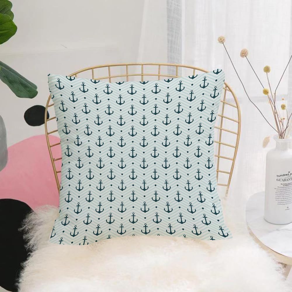 HYOSXW Cushion Cover,Throw Pillow Case Home Decorative for Living Room Bedroom Sofa Chair 16X16 Inch,Anchors Zigzag Chevron Background Abstract Waves Monochromatic Work,Pillowcase 40X40cm