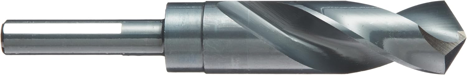 Chicago Latrobe 190 Series High-Speed Steel Reduced Shank Drill Bit Set With Metal Case, Black Oxide Finish, 118 Degree Conventional Point, Round Shank, Inch, 8-piece, 9/16" - 1" in 1/16" increments