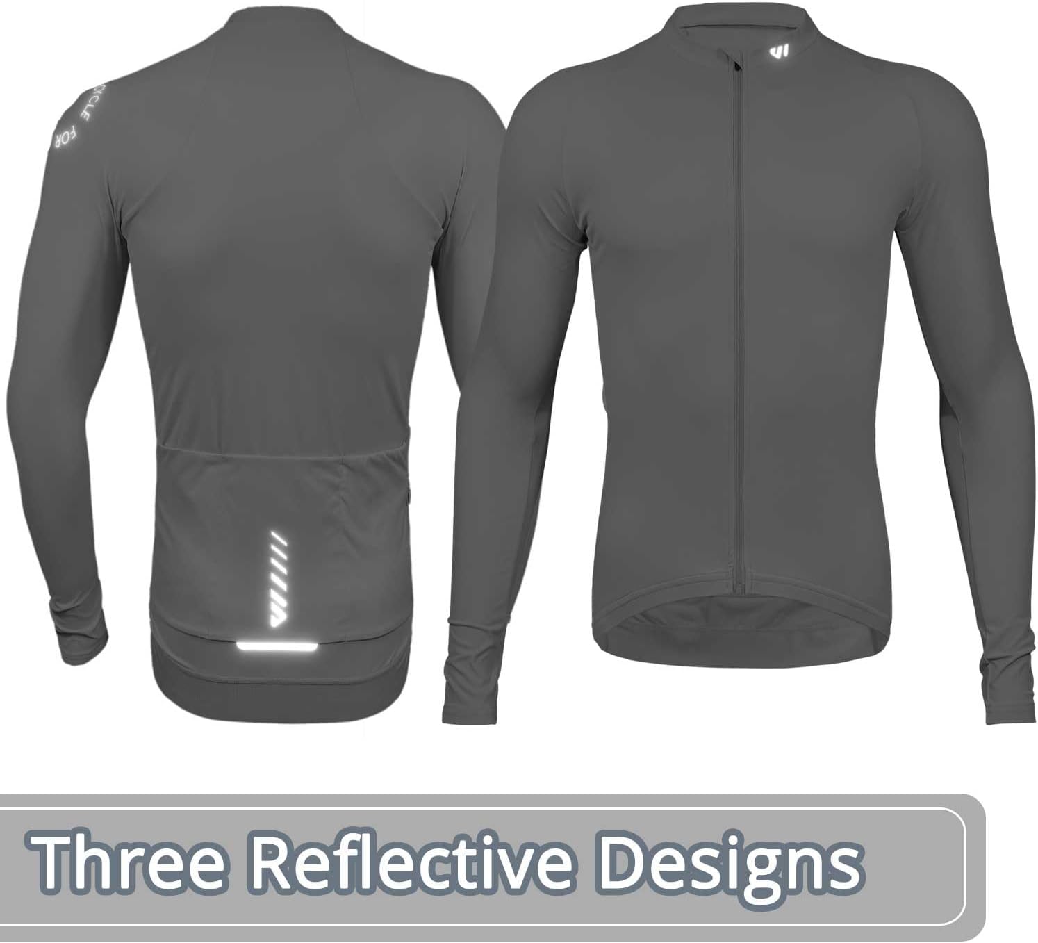 Wulibike Cycling Jersey Men Long Sleeve, Road Bike Jerseys Full Zipper with Pockets, Suitable for Spring and Autumn
