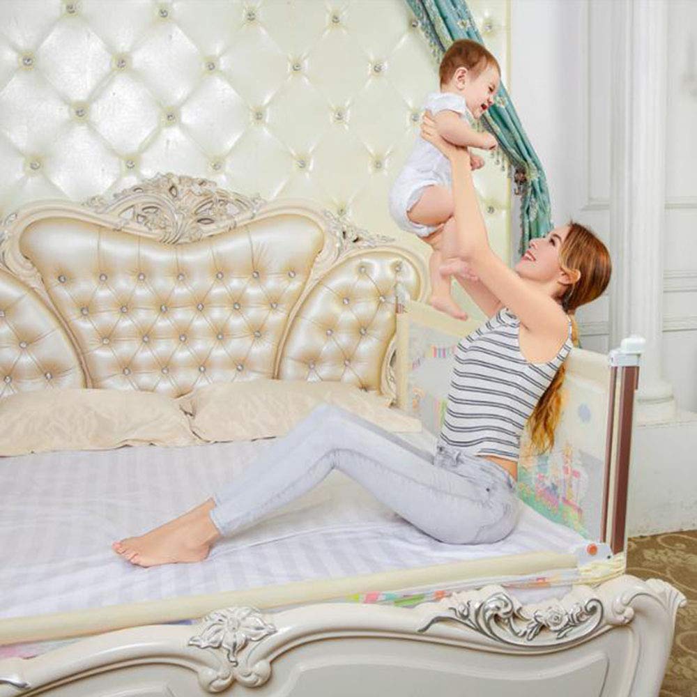 Baby Bedrail Bed Guard Bumper, Lavable Vertical Lifting Crib Netting Toddler Bed, Malla Transpirable Seguridad para Cuna Niños 1pcs,Pink,200 * 86cm