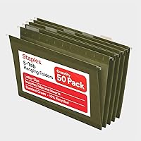 Vista 12 de Staples Carpetas colgantes para archivos, tamaño carta, morado, pestañas de corte 1/5, resistentes al desgarro, incluye pestañas e insertos