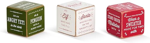 DEMDACO Would Yule Rather Retro Colorido 2 x 2 Madera Compuesto Juego de dados de vacaciones