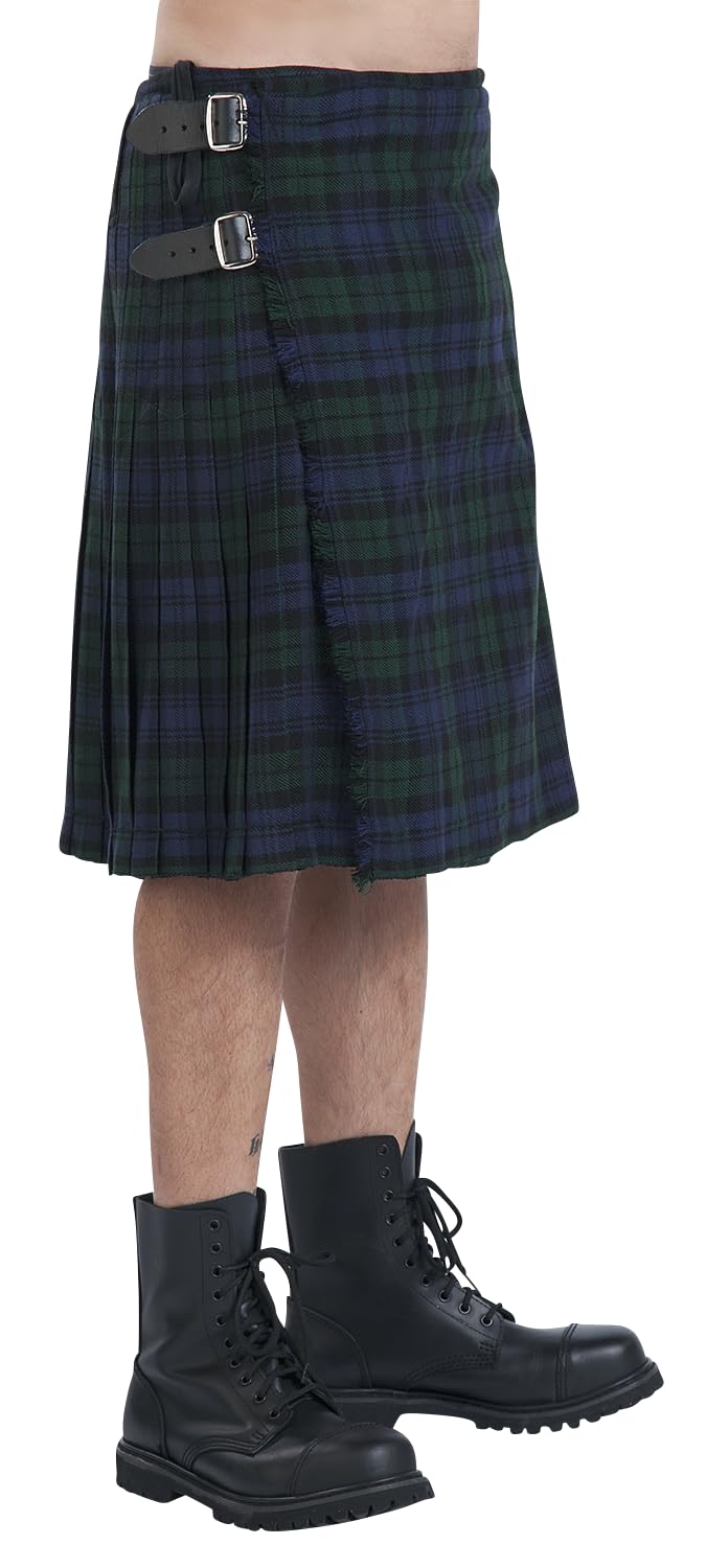 Black Premium by EMP Herren grün-blaues Kult Tartan Kilt größenverstellbar