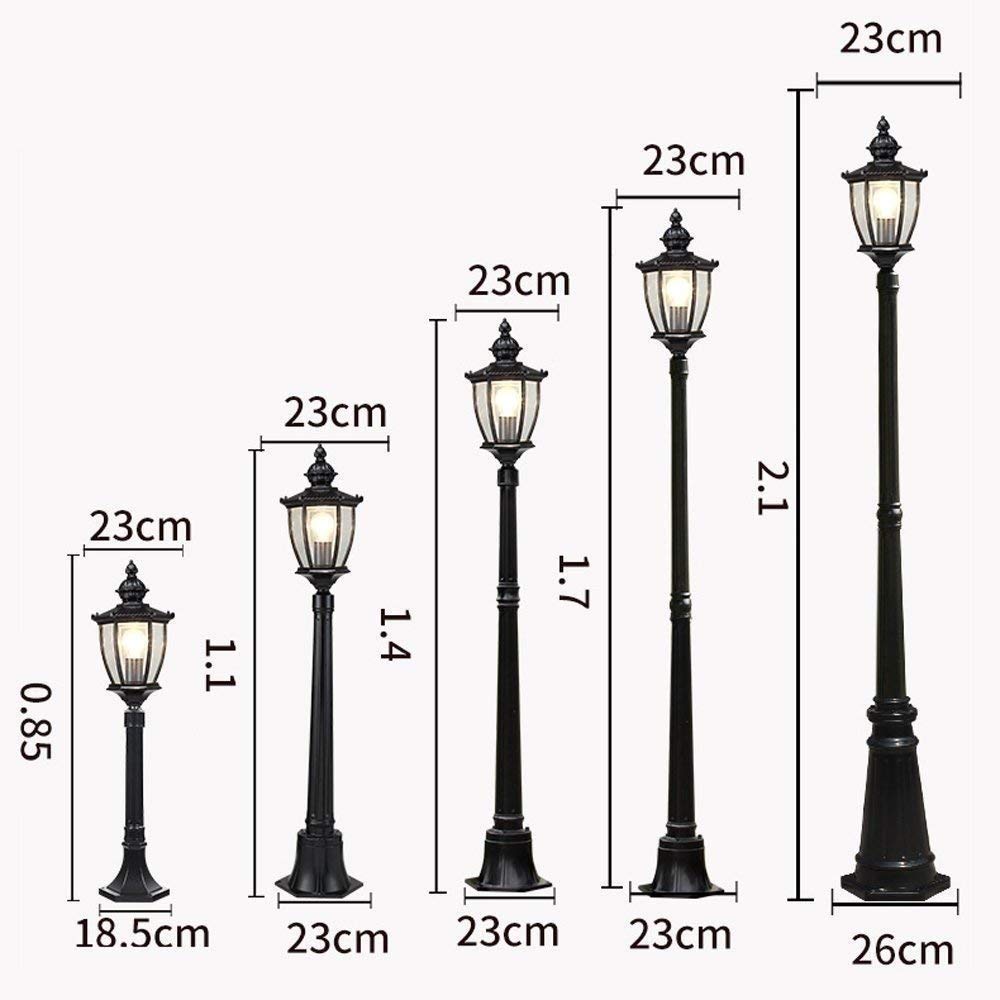 Creative Outdoor Lawn Light Waterproof European Garden Villa Landscape Grass High Pole Community Aluminum Glass E27 Stigma Floor Lamp Street,Black-170cm (Black 210cm)