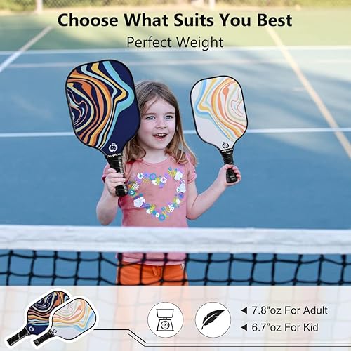 Miniatura 5 de niupipo Pickleball Paddles Set of 2/4, USAPA Approved Lightweight Pickleball Rackets, Durable Fiberglass Surface with Polypropylene Honeycomb Core