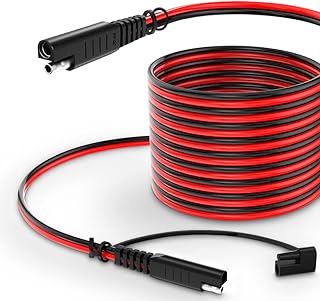 ELECTOP 15Feet SAE to SAE Extension Cable, Quick Connect Disconnect SAE Power Connector Cable Wire Harness 14AWG with Dust Cap for Automotive RV Motorcycle Solar Panel SAE Plug Battery Charging Cable