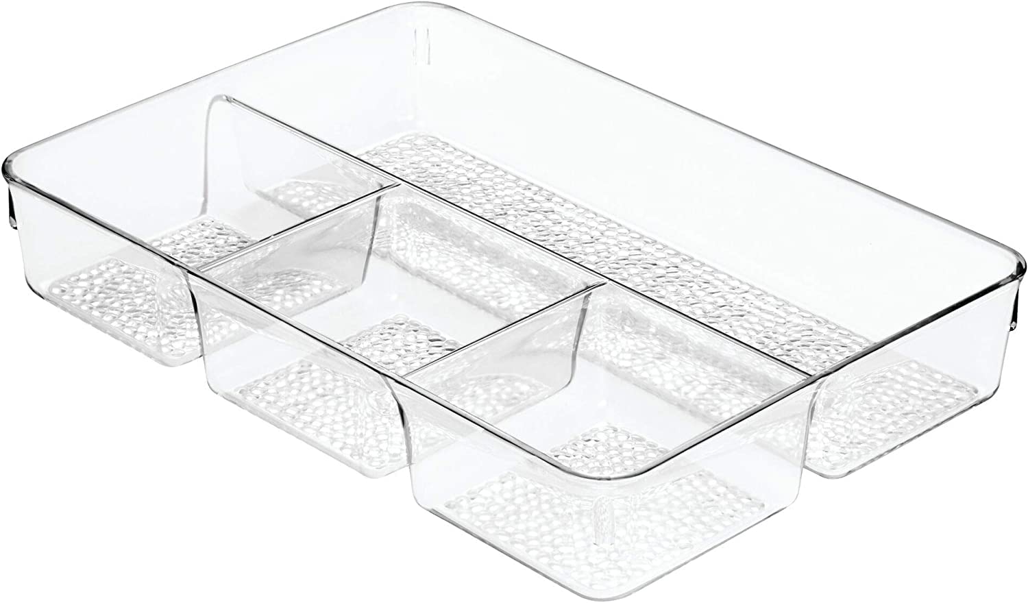Rabbonix Rain Divided Fridge Drawer Organizer Tray Refrigerator Storage Box Pantry Bin For Vegetable, Fruits Etc. | Size 33.5 x 23.4 x 5.6 cm | Clear