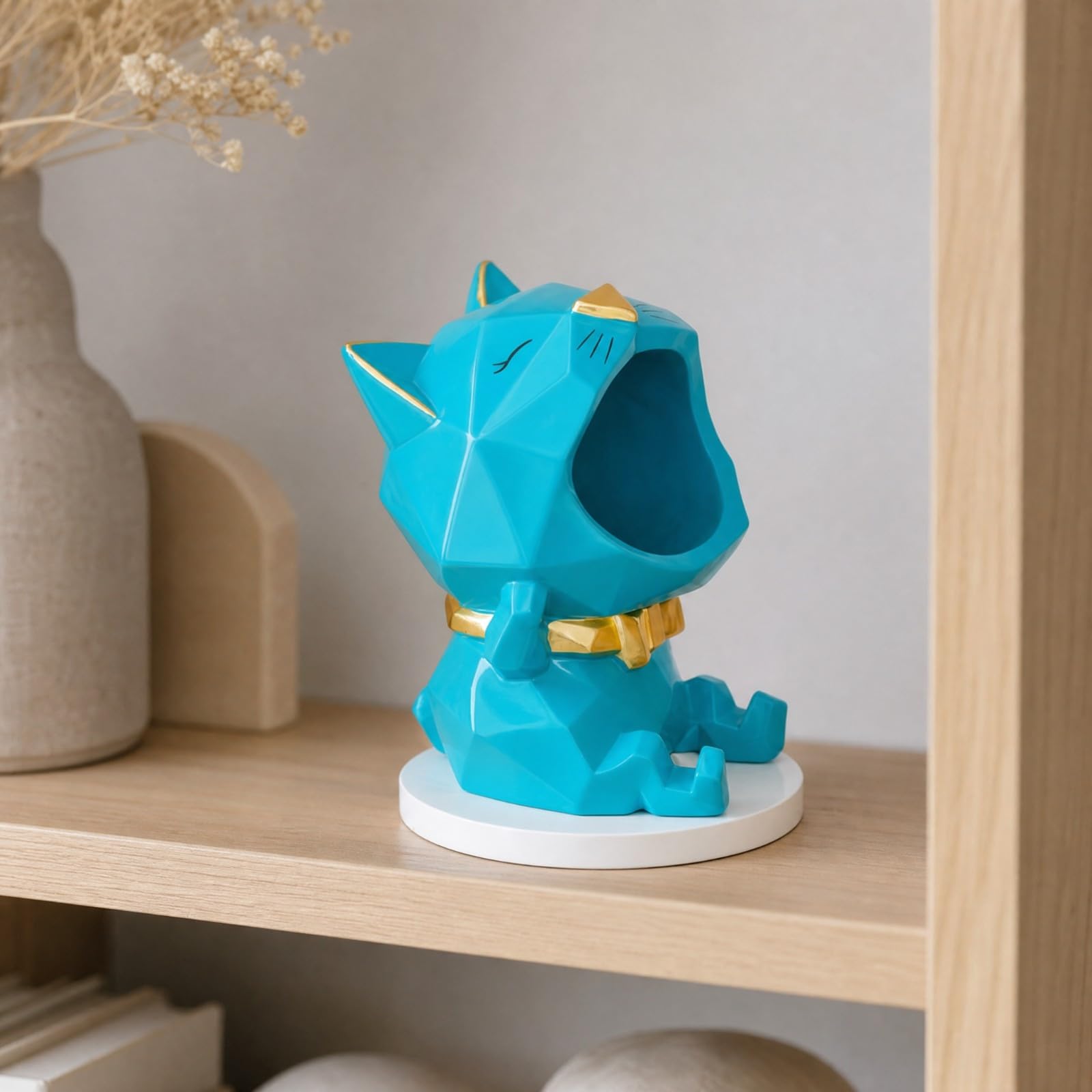 MagiDeal Figura con Almacenamiento Figura Resina con Campana Coleccionable Adorno Computadora Minino para Armario, Almacenamiento