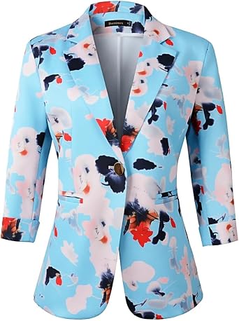 Beninos Womens Blazers 3/4 Sleeve Lightweight Office Work Blazer Jacket