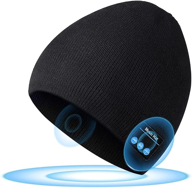 Stocking Fillers for Men Women Bluetooth Beanie Hat - Christmas Eve Box Fillers Bluetooth Hat with Headphone Secret Santa Gifts, Mens Gifts Xmas Gifts for Men Her Him Dad, Gifts for Teenage Girls Boys
