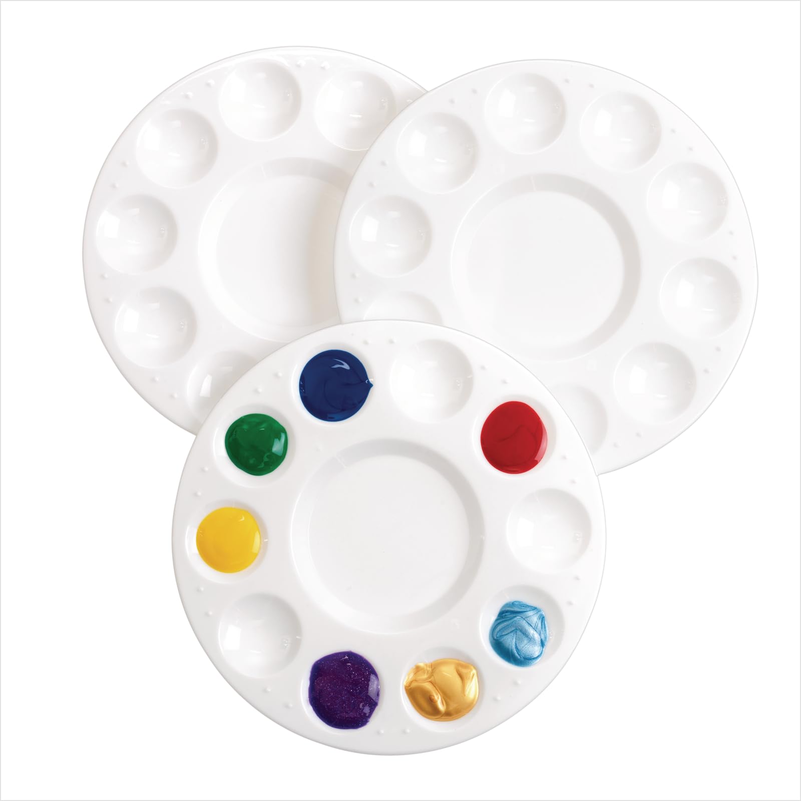Colorations Round Palettes Set of 3, Paint Palettes, Sorting and Counting Trays, Craft Organizer Trays, Arts & Crafts, School Art Supplies, Paint Palette for Art,