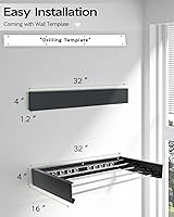 Vista 6 de Wall Mounted Clothes Drying Rack 32", Foldable Wall Mount Laundry Rack Folding Indoor, Drying Rack Clothing Collapsible, Hidden Space Saver with