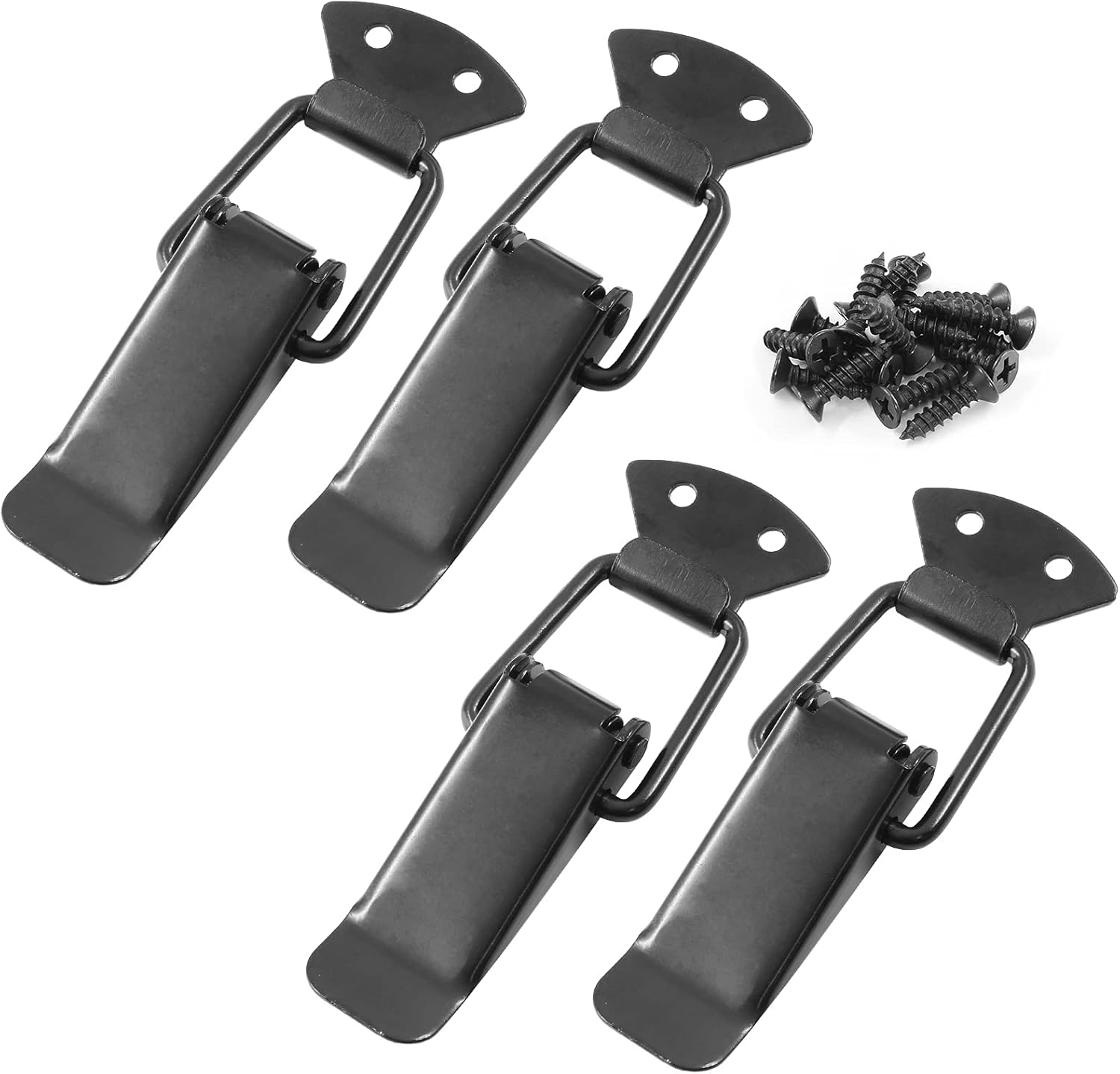 Jiozermi 4 Pack Spring Toggle Catch, 4.4" Length Buckle Latch, 304 Stainless Steel Spring Loaded Toggle Latch for Wooden Case Toolboxes, Black
