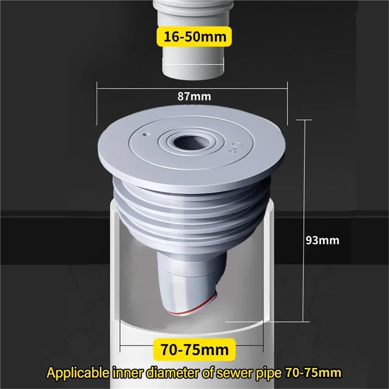 Rejilla de Drenaje Acero Inoxidable Ajustable, 2 uds., for soluciones a Medida, tapón for Fregadero, Anillo Sellado tubería alcantarillado, Agua para el baño(70-75mm)