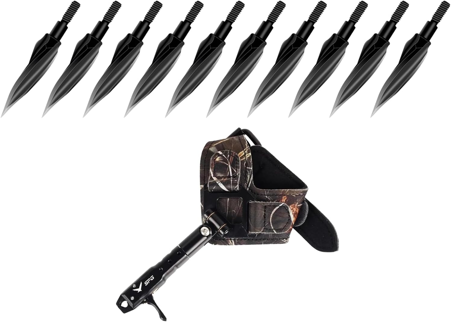 10 Spiral broadheads and 1 Wrist Release
