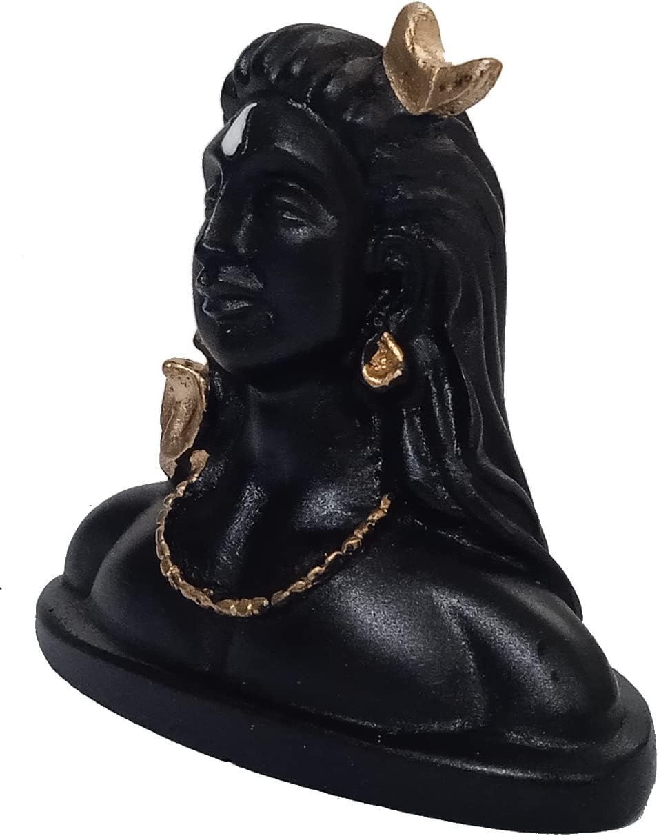 Purpledip Resin Idol Adiyogi Shiva Shankara: Home Temple Or Car Dashboard Statue (12491)