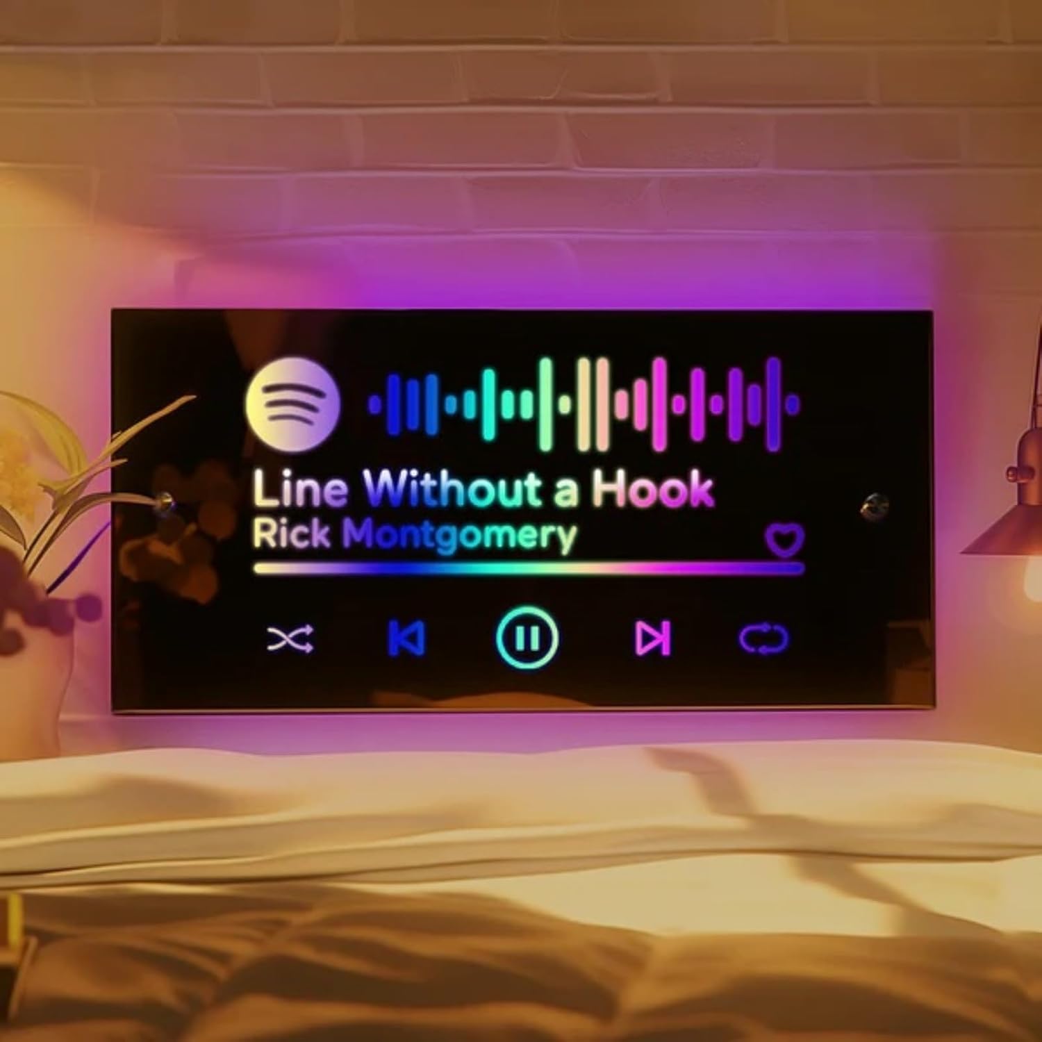 Personalized Name Mirror Led Light Spotify Code,Music Light Up Mirror,LED Light Up Mirror Bedroom Wall Decoration Custom Name Signs Personalized Neon Signs Night Light Valentine's Day Gifts (40x20cm)