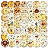 56 Stück Nostalgische Uhren Aufkleber, Zifferblatt Vintage Aufkleber, Vintage Sticker, Runder Retro Clock Aufkleber für Skateboard Laptop Wasserflaschen Scrapbook Auto Gepäck