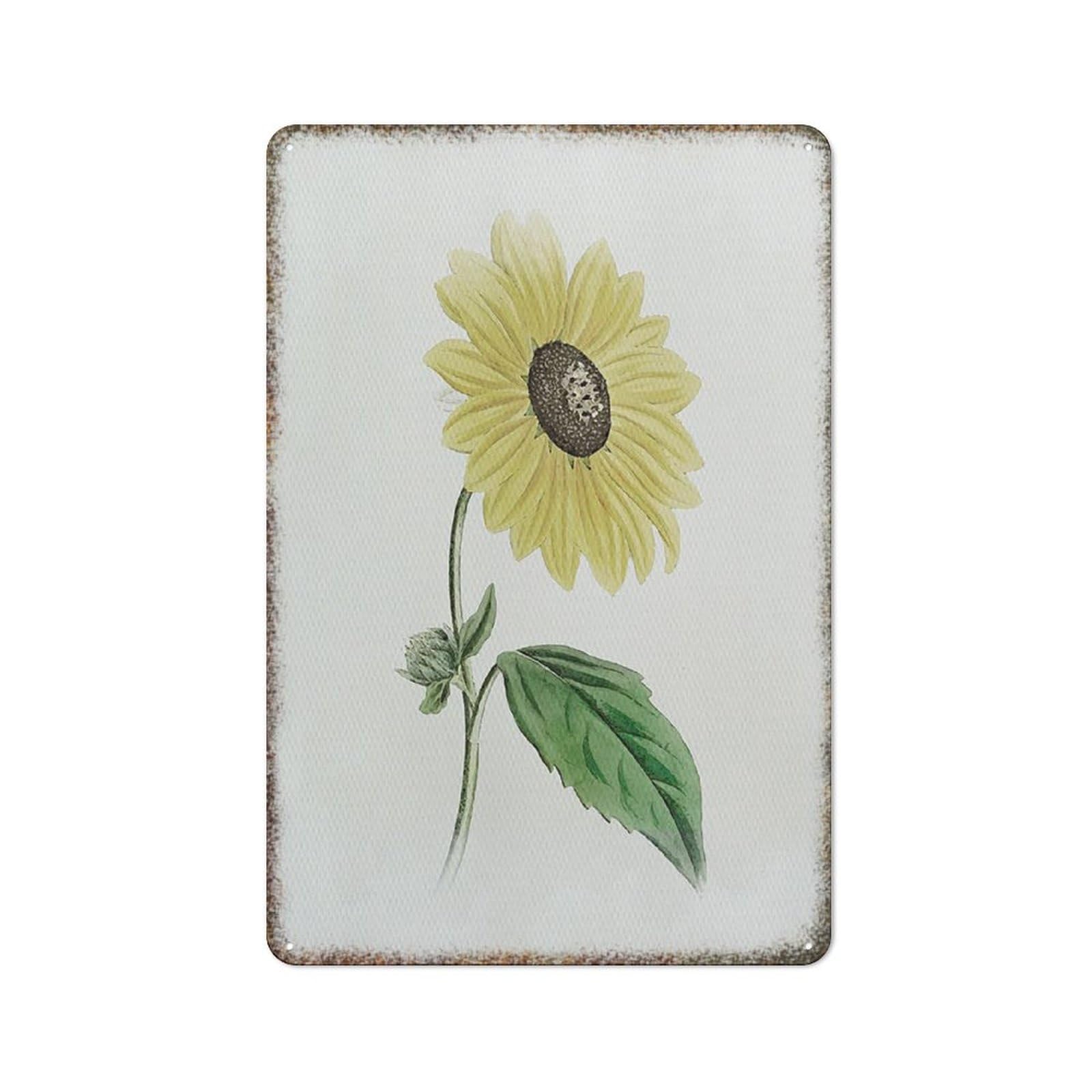 Autumn Sunflower Floral Embossed Metal Poster Novelty Style Home Leisure Space Wall Decor Plaque 8x12 Inch