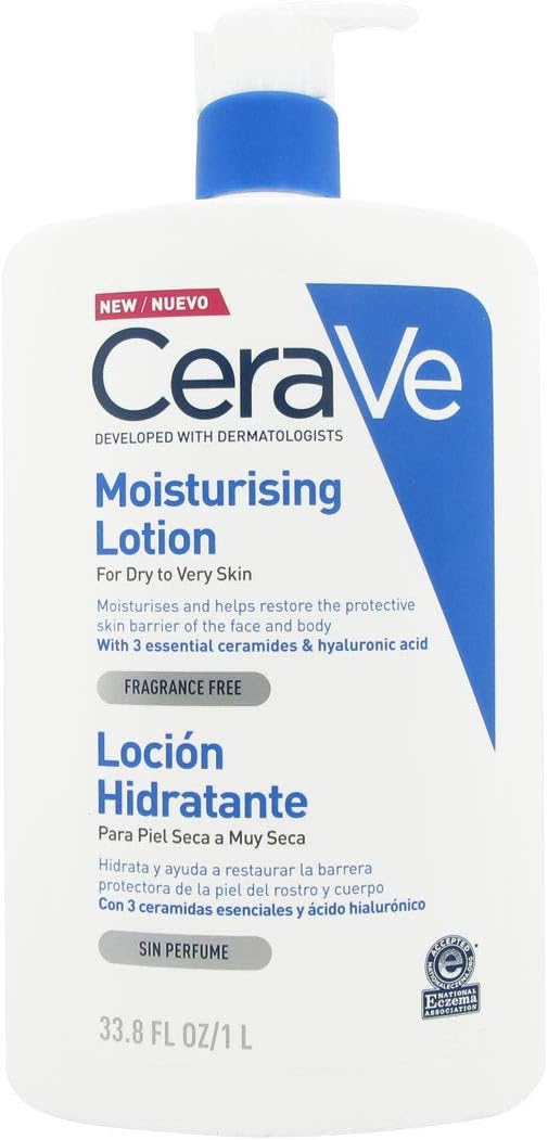Cerave Moisturising Lotion, 1 Litre, With Hyaluronic Acid And 3 Essential Ceramides (Daily Face & Body Moisturiser) For Dry To Very Dry Skin