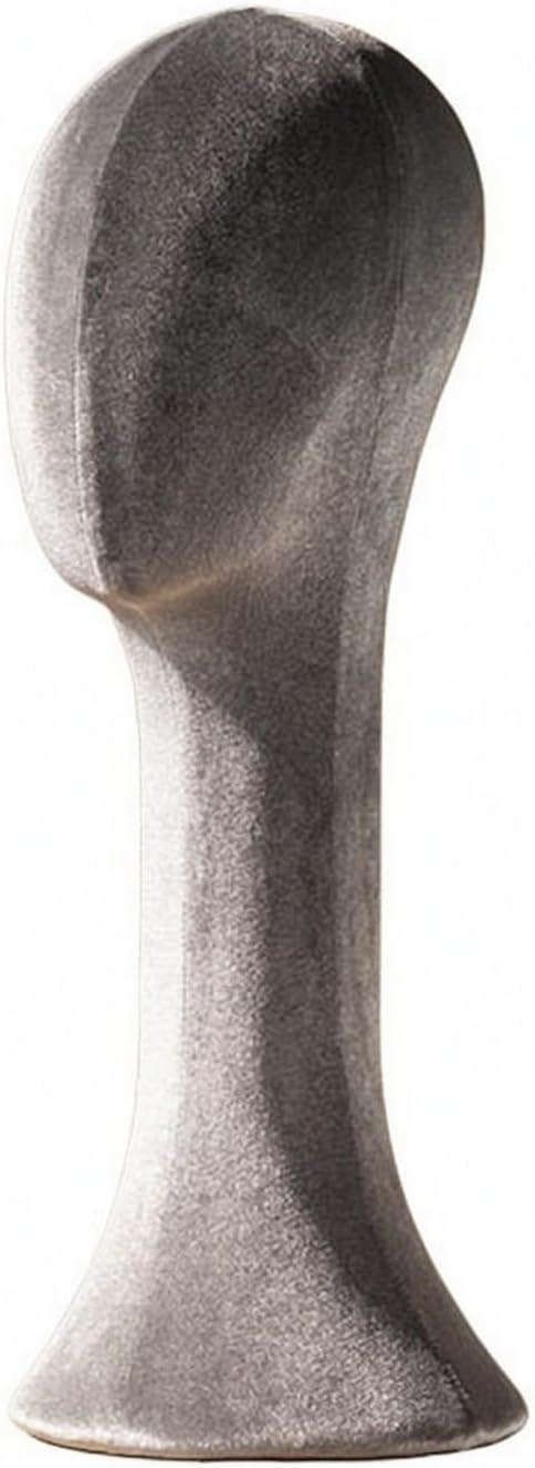Display Head Stand Mannequin Head Hat Stand Display Jewelry Display With Head And Anti Tip Base Suitable for fashion studios sales counters closet organization , Gray , Velvet Long Head