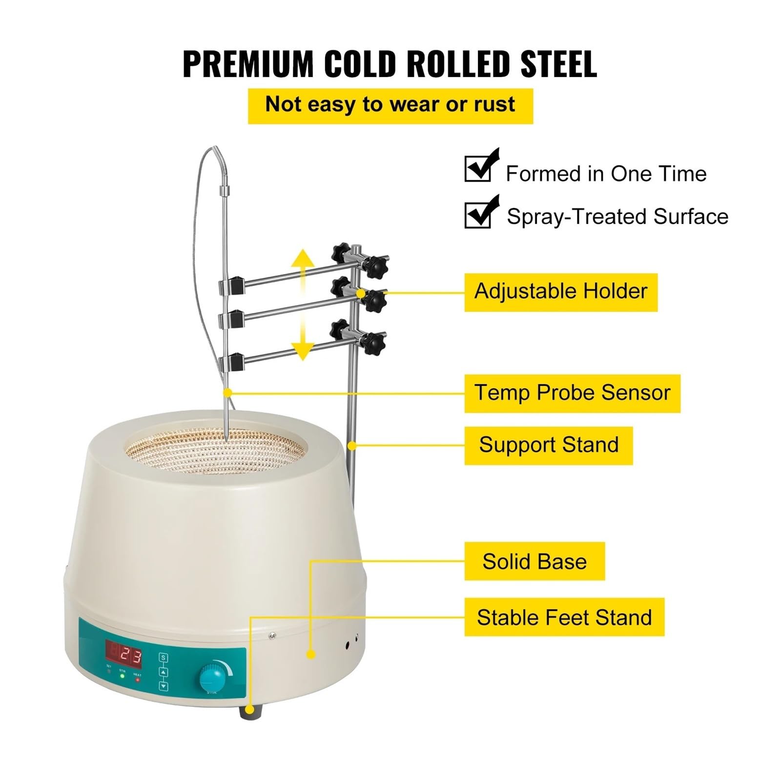 Agitador Magnético Con Perilla, Agitador De Manto De Calefacción Líquida De 0-1600RPM, Agitador Mezclador Vortrx De Placa Caliente For Laboratorio Químico Remueve Con Fuerza(2000ml)