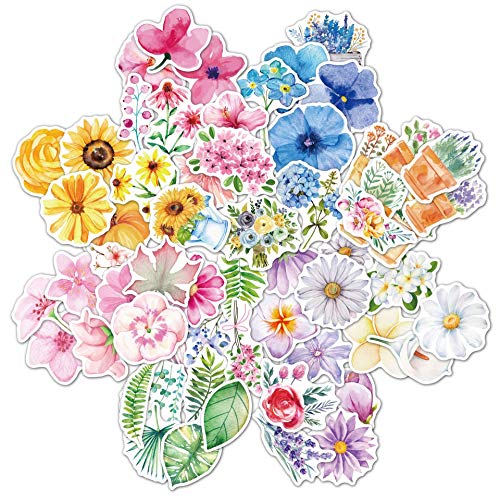 Laptop Stickers Floral Scrapbook Stickers Plants Flower Stickers For Laptop Planners Aesthetic Plant Sticker Packs For Adults Teens Decorative Pretty Self-Adhesive Flowers Stickers For Journaling Card (60Pcs) #TOP1