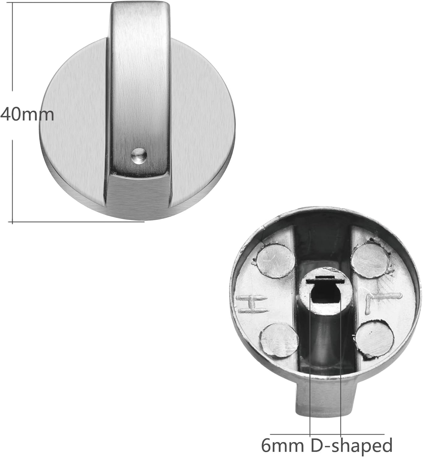 4 Pack 6mm D-Shaped Stove Control Knobs 4 cm Stainless Steel Replacement Compatible with 6mm D-Shaped Stove Oven,Stove,Range