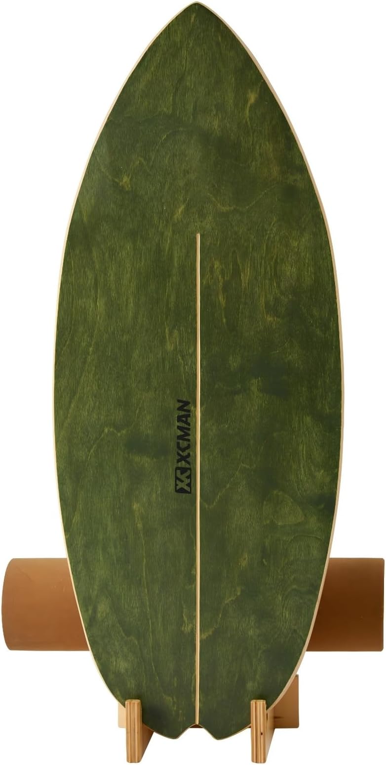 Surf Balance Board Trainer with Roller Wooden Exercise Balancing Stability Trainer - Non Slip Surface for Adults Kids|Balance Board for Surfing,Snowboarding,Skateboarding,Hockey,Yoga Training