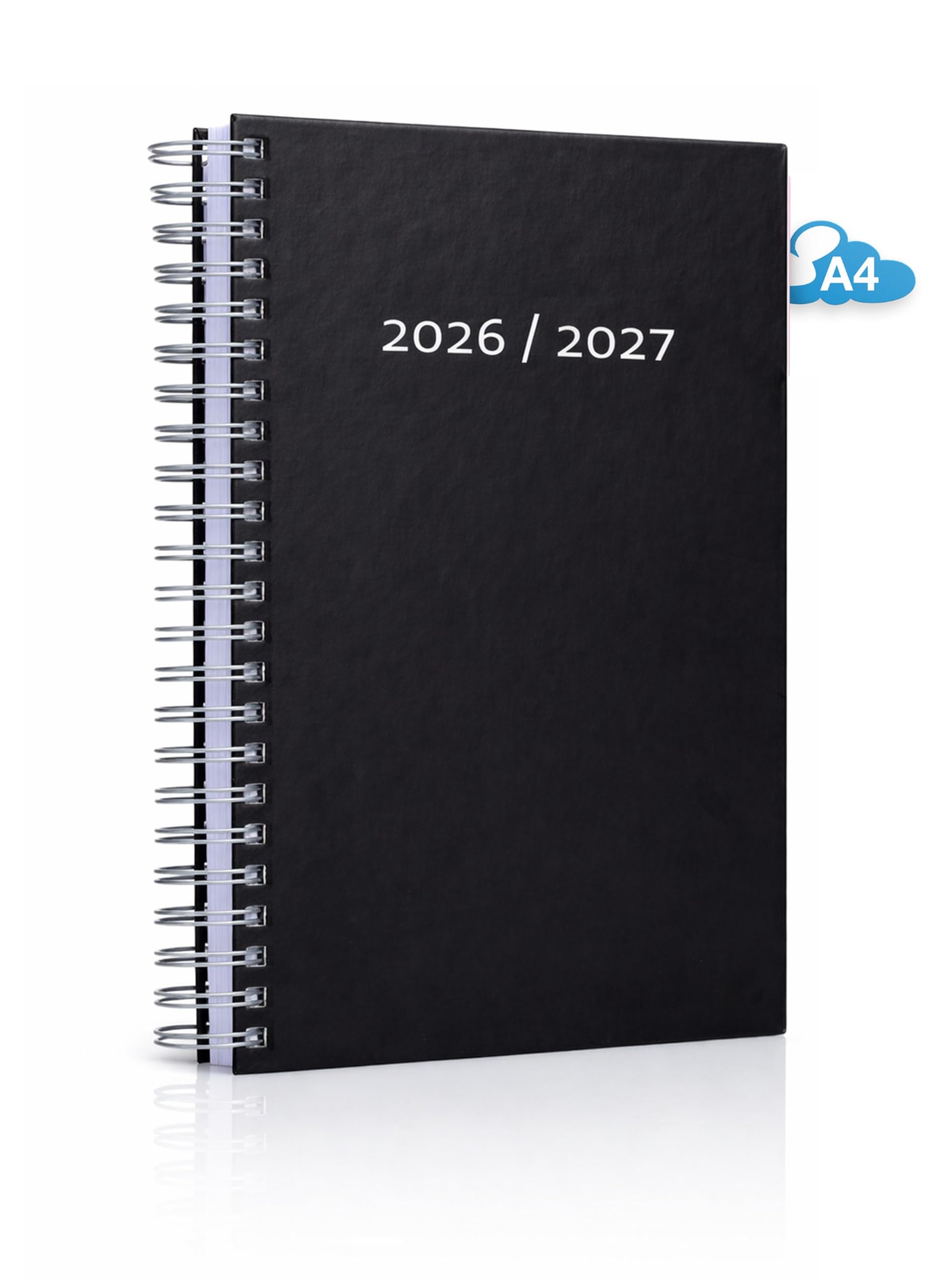 edition cumulus Kalendarz 2026/2027 DIN A4 – duży, gruby kalendarz dzienny – sierpień 2026 – sierpień 2027 r., wiązanie spiralne, wyprodukowano w Niemczech, 1 strona dziennie