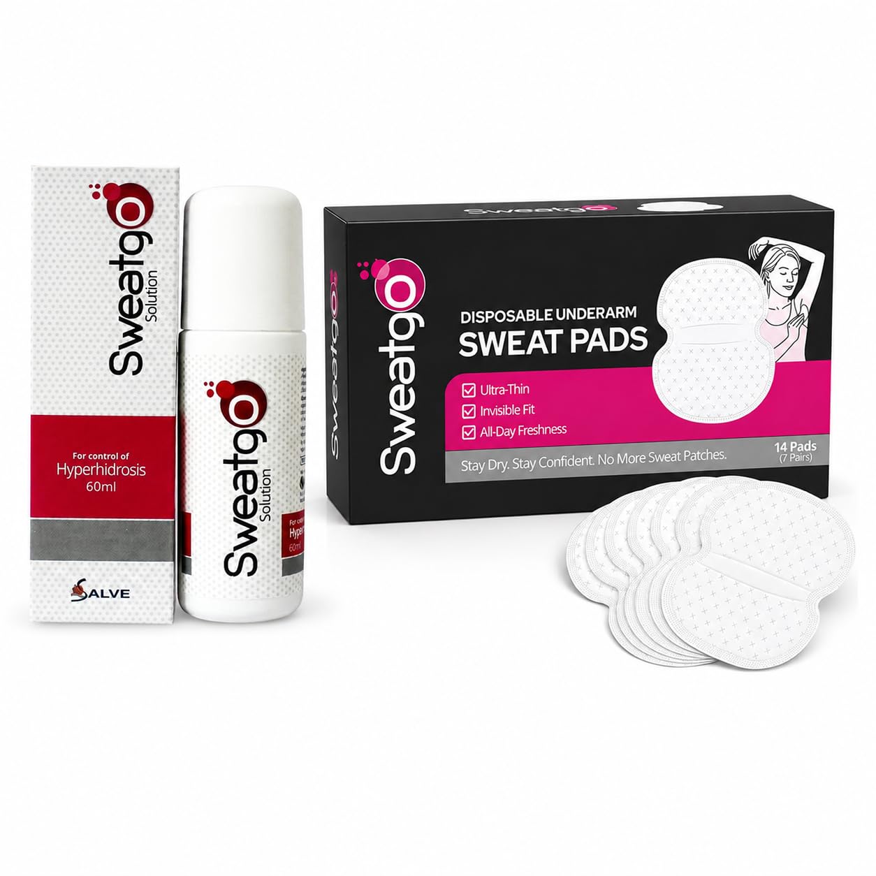 Salve Sweatgo Shirt Saver Combo | Classic Antiperspirant Roll-On 60ml for Men & Women + Disposable Underarm Sweat Pads (7 Pairs, 14 Pads)-image-29