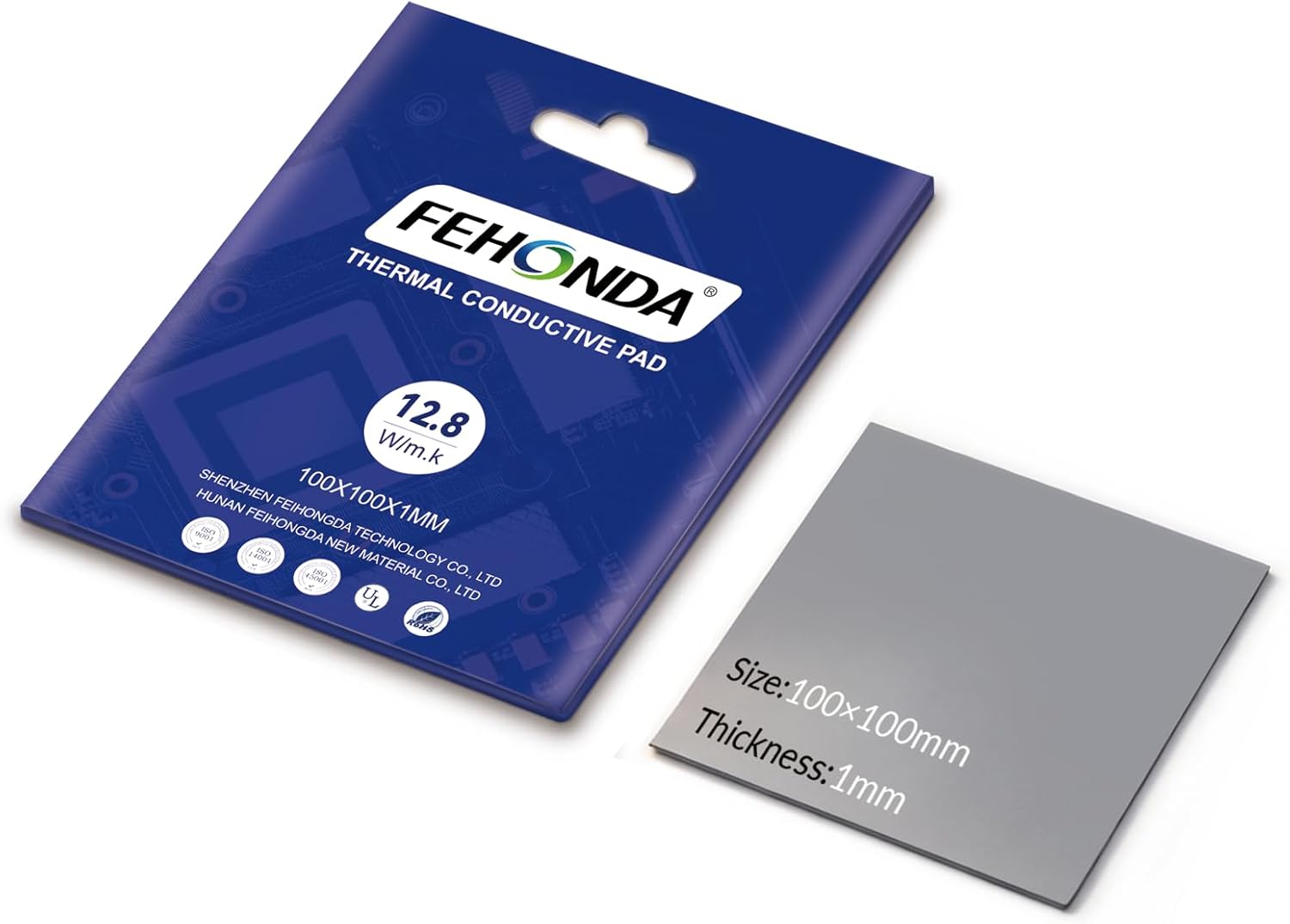 12.8 W/mK 100 x 100 x 1 mm Tear-Resistant Thermal Pad, Non Conductive Thermal Pads with Reusability, Double-Sided Self-Adhesive Thermal Pads GPU for CPU/PS4/PS5/PC/RAM/Laptop/SSD