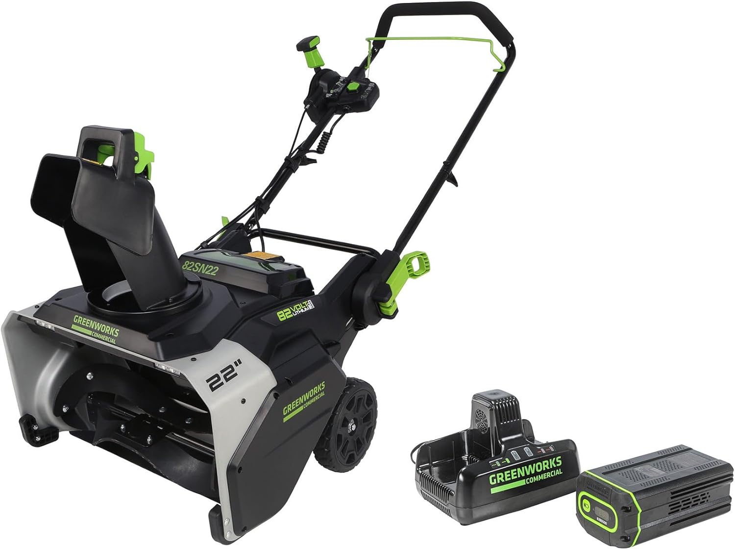 Greenworks 82V 22" Snow Thrower, 5.0Ah Battery + Dual Port Charger